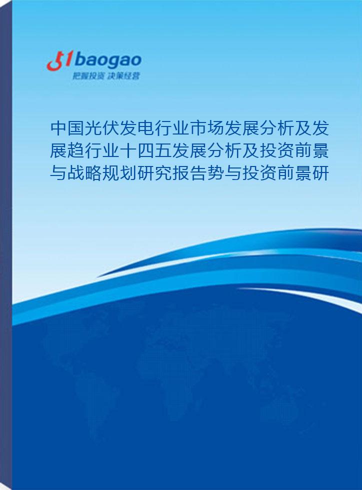 中国光伏发电行业市场发展分析及发展趋行业十四五发展分析及投资前景与战略规划研究报告势与投资前景研究报告(2024-2029版)