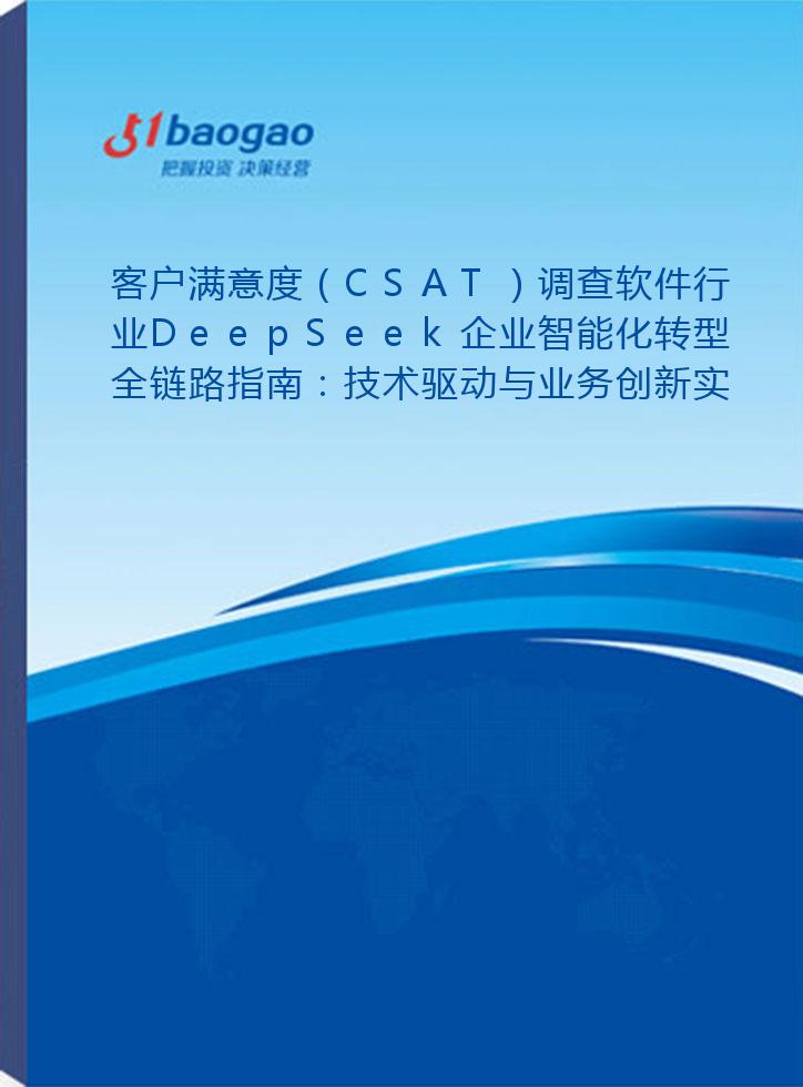客户满意度（CSAT）调查软件行业DeepSeek企业智能化转型全链路指南：技术驱动与业务创新实践研究报告(2026版)