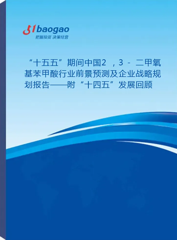 “十五五”期间中国2，3-二甲氧基苯甲酸行业前景预测及企业战略规划报告——附“十四五”发展回顾