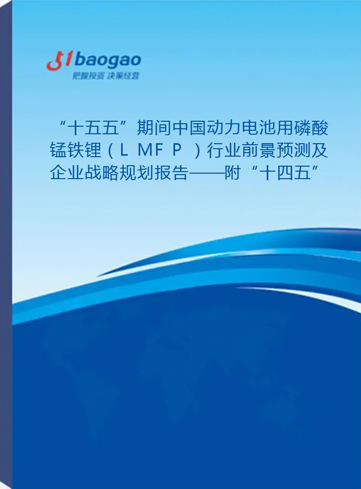 “十五五”期间中国动力电池用磷酸锰铁锂（LMFP）行业前景预测及企业战略规划报告——附“十四五”发展回顾